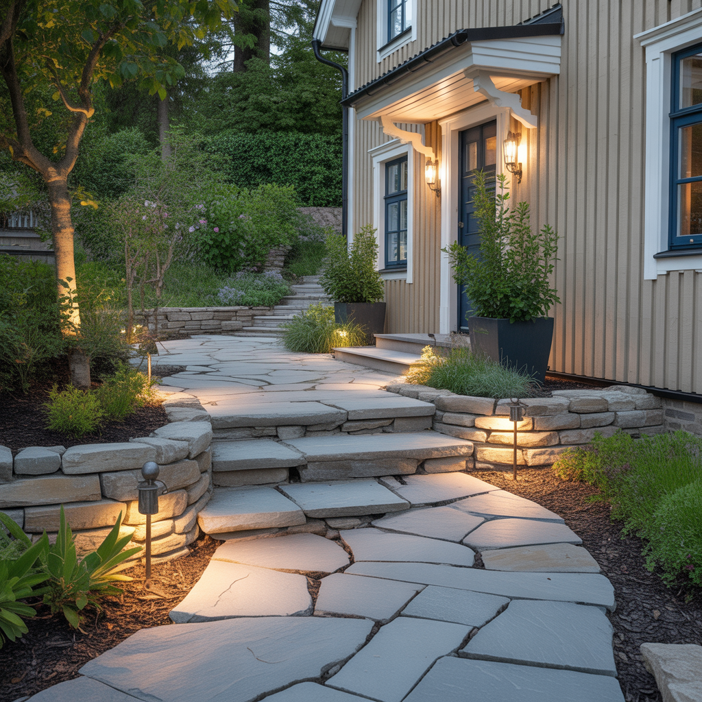 2.Skapa en valkomnande entr med vacker stenlaggning